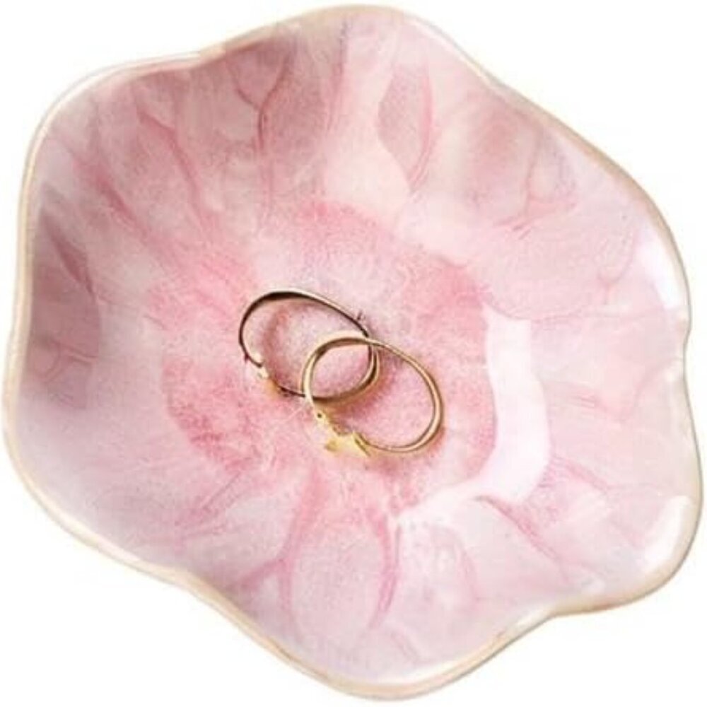 Lotus Leaf Shape Decorative Ring Tray, Small Key Bowl, Ceramic Trinket Tray Jewe - Picture 8 of 8